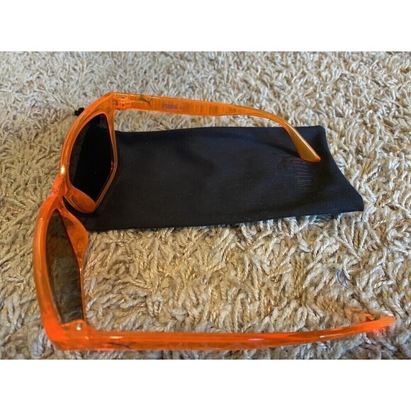 Puma Square Sunglasses Mens PE00475-006 Orange Rims Violet Lenses UV Pro… - Picture 4 of 8
